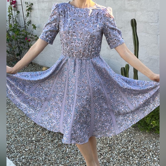 Vintage 60s a line floral spring summer midi dress - Picture 4 of 16